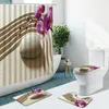 Douchegordijnen Zen stenen lotus vlinder badkamer set gordijn stof woestijn bamboe niet-slip tapijten flanellen toilet tapijt met haken