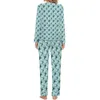 Lignes de nuit pour femmes libellule imprimé pyjamas Animal mignon Animal en deux pièces Pyjama Set Femelle à manches longues Kawaii Nights Oversadiaste