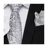 Cravate de cou Set Top Grade Wholesale 7,5 cm Birthday Cravate noire Tie noire Hanky Set Coldie Hombre Clothing Formal Clothing Fit Workplace