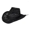 Berets Hollow Out Hand Mated Prew Taving Cowgirl Hat Novelty Cowboy Summer Beach Western Fancy Doids Accessoire