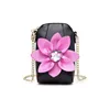 Sac Pu Leather 3D Fleur Diamond Apouner Crossbody Chain Hands Hands Messager Messager Pobine Téléphone Purse pour femmes Cadeaux Girls Girls