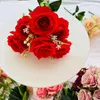 Fleurs décoratives Silk Rose Bouquet Rose Simulation Orange Wedding Pographie accessoires DIY DÉCINIR DES CORDES DE FLORT