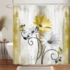 Teal grande margherita floreale e farfalla tende per doccia per doccia turchese tende da bagno impermeabile decorazione del bagno con ganci 240512