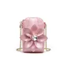 Sac Pu Leather 3D Fleur Diamond Apouner Crossbody Chain Hands Hands Messager Messager Pobine Téléphone Purse pour femmes Cadeaux Girls Girls