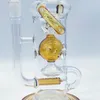 12 Inch Yellow Glass Water Pipe Heady Bong Dab Rig Recycler Neo Fab Slit Hub Bongs Smoke Pipes 14.4mm Regular Bowl Portable US Warehouse