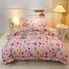 寝具セットINS KOREAN STYLE HOME SWEATY PRINMESS SHEIT duvet Cover Cover Pillow Case 4ピースフローラル印刷a2