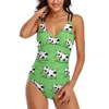 Swimwear pour femmes mignonnes Cow Imprime de maillot de bain Cartoon Ferme de bain en un morceau de bain sexy moderne de maillot de bain rave moderne grande taille