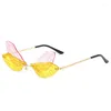 Party Supplies 2024 Lunettes de soleil libellule Europe et la personnalité des États-Unis Personnalités steampunk Rimless Gradient Wings Glasses