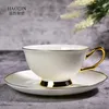 Mugs Bone China Gold Coffee Cup och Saucer Ceramic Afternoon Flower Set