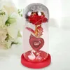 Rose Dome in Flowers Verre décorative avec des lumières Cadeaux de la Saint-Valentin pour maman Decor Couvre Fleur 0110