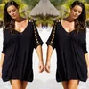 Sexy vrouwen Summer Beach Cover Up Beachwear Sarong Hollow Out Vrouwelijk Drag Kaftan Loose Dress Plus Maat