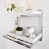 Decorative Plates 2 Tier Wall Mount Shelving Unit With Towel Rack And Trays Chrome/White