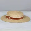 Berets FS 2024 Летняя плоская шляпа соломенная шляпа с бархатом и крючком ленточной лентой шляпы для лука