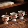 Mugs Japan Exports Medieval Pottery Spray Painted Ceramic Cups With High Appearance Coffee Feet Japanese