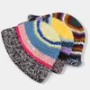 Japanse ins dopamine kleurrijke pluche emmer hoed vrouwen herfst winter contrast gestreepte wollen beanies hoed vrouwelijke warme vissershoed 240430