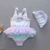 Swimwear en une pièce de style sud-est pour les enfants Sweet Princess Ballet Tutu Swimsuit With Glitter Little Girls Beach Kid 240511