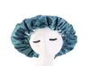 Nowy odwracalny satynowy bonnet podwójna warstwa regulowana rozmiar Sleep Night Cap Cover Cover Bonnet Hap dla kręconych sprężynowych włosów czarny 3560930