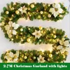Fiori decorativi decorazione natalizia 2024 ghirlande rattan ghirthen banner 2,7 m di strisce di fiori leggera a led banda ornamento