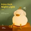 LED Gece Işık Sevimli Ördek Karikatür Hayvanlar Silikon Lamba Çocuklar İçin Çocuk Touch Sensör Zamanlama USB Doğum Günü Hediyeleri için Şarj Edilebilir 240507
