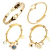 High Jewelry Bracelets and Bracelets Exaggerated Multi-Style Hanging Small Keys Blue Eye Stainless Steel Gold Bracelet