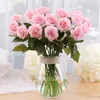 Dekorativa blommor 11 datorer/Mycket konstgjord rosblomma Real Touch Latex Faux Fake Bouquet Decoration for Home Wedding Party