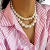 Choker Elegant 2PCS / Set Imitation Perle Colliers Colliers pour femmes 2024 Mariage Bridal Party Bijoux Accessoires Gift