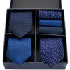 Halskrawatte Set Geschenkbox Packs Seidenkrawatten für Männer Neuheit Hanky Set 3 Stile Herren Binden formelle rote Cravat für Hochzeitsgeschäft Krawatte