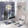 Tende da doccia secca separazione bagnata tende a set di Halloween set di tappeti senza slip impermeabile tappetino da bagno coperchio per bagno.