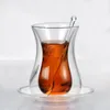 Koppar Saucers Vackra koppar Teskoon sätter turkiska dubbla väggglasisolerade termiska kaffemugg med och sked