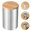Storage Bottles 304 Stainless Steel Sealed Can Japanese-style Grain Coffee Bean Tea Tank Box Wooden Lid Warehouse Kitchen Canisters