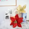 装飾的な花1PCSクリスマスツリーフラワーアレンジスパンコールとロッドDIYシミュレーションデコレーションリースアクセサリー