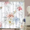 Shower Curtains Watercolor Floral Curtain Spring Botanical Butterfly Bird Wildflower Leaf Modern Minimalist Farm Home Bathroom Decor Set