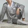 Home Clothing Men Pajamas Spring Summer Silk Satin Sleepwear Long Sleeve Trouser Suits Pijamas Large Size Loose Clothes Lounge Wear 3XL