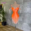 Robes décontractées de base orange sirène courte robe à balle luxe cristal pavillon mini robe cocktail noire fille graduation fête dressl2405