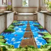 Wallpapers Bacal Custom Any Size PVC Po Wallpaper 3D Blue Sky White Clouds Floor Mural Sticker Wood Bridge Walkway Outdoor