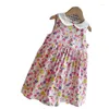Девушка платья летние девочки одеваются со sof фрукты с хлопчатобумажным жилетом для малышей