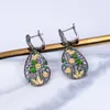 Boucles d'oreilles en peluche Gem's Beauty Natural Style Chrome Diopside Gemstone 925 Bude de fleur en argent sterling