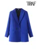 TRAF Women Chic Office Lady Lady Double Blazer Blazer Vintage Coat Vinta Massile Talete Long Worte Osterwear Stylish Tops 240424