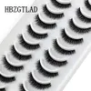 Falsche Wimpern Hbzgtlad 10 Paar Wimpern 3d natürliche lange falsche flauschige und weiche Kreuz Comic Wispy Eyelash Extension Make -up Q240510