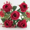 Decorative Flowers Artificial Rose Indoor Decor Realistic Simulation Maintenance-free Fake Flower Bouquet For Wedding