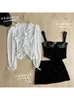 Двух кусочков Женщина наряды 2 Set Юбка A-Line Mini Blouses