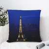 Kudde Paris Eiffeltornet på natten Kudde Tryckt Polyester Cover Decor Trip Art Case Home Drop 18 "