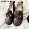 Повседневная обувь Лолита круглый ноги плоский дно JK Японский стиль для женщин колледж униформа модной платформы каблуки