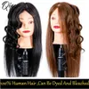 Mannequin Heads Professionelle Friseure Manikin Kopf 18 Zoll 100% Human Hair Styling Training Kosmetikpuppenklammerhalterung Q240510