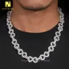 Big Stone Shiny Infinity 13 mm Moisanite Gold Collier plaqué de tennis Chaîne de tennis Cuban Link Hip Hop Rock