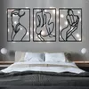 Decorative Figurines 3 Pieces Set Female Body Abstract Design Metal Iron Art Wall Hanging In Nordic Style For Home Living Room Bedroom