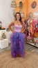 Skirts High Waist Ruffled Purple Organza Tulle Ball Gown Layered Floor Length See Through Women Plus Size Custom Made Skirt