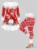 Pantalon de deux pièces pour femmes 2024 Pajama de Noël Set 3d Print Snowflake Snowman Branch Elk Elk Daily Casual Home Slembear Tenues XS-6X