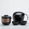 Ensembles de voiles de thé Black Crockery Ceramic Teapot Gaiwan Tea Tass Portable Travel Set Drinkware 1pot 4cups