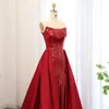 Robes de fête Jancember Sparkly Sequin Wine Red Sirène Soirée avec Overskirt 2024 Femmes Elegant Femmes GALA DE MARIAGE GALA SZ513